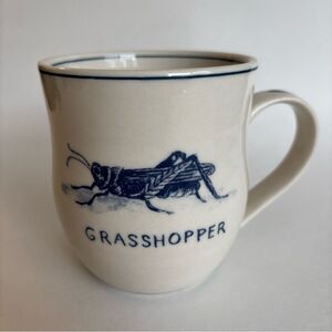 Molly Hatch Grasshopper Mug White Blue Ceramic Insect Nature Art
